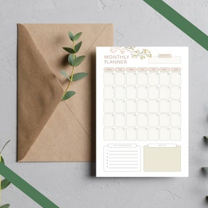 Monthly Planner Printable | Monthly Organizer |Monthly Agenda|Minimalist Monthly Planner| Budget Planner A4/A5/Letter | Downloadable Planner