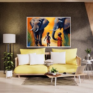 Set von 6 druckbare afrikanische Wandkunst, Safari-Tier Wandkunst, digitaler Download, Wandkunst, afrikanische Karte, Wohnkultur, schwarze Kunst, Tierwandkunst