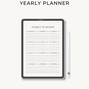 Minimalist Yearly Digital Planner Tracker Printable | Digital download | Yearly Planner | Monthly Planner | To Do List Tracker | PDF File