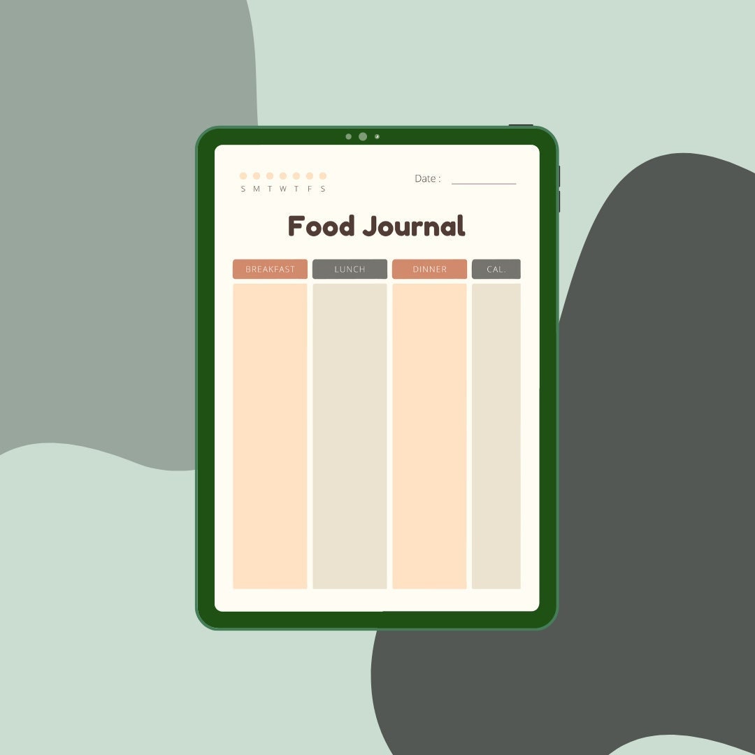 Digital Food Journal Download Printable Diet Food Journal Selfcare