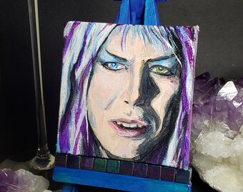 Labyrinth Goblin King Portrait: mini, decorative painting for desks, shelves, mantels, and windowsills