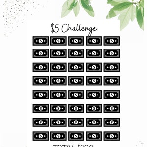Printable 5 Dollar Cash Stuffing Savings Challenge A6 Binder