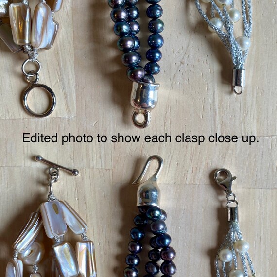 Estate Bracelets all 3 Sterling silver gemstone b… - image 4