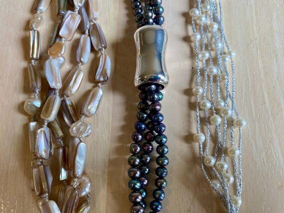 Estate Bracelets all 3 Sterling silver gemstone b… - image 2