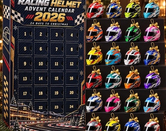2026 Racing Helmet Advent Calendar, 24 Day Motorsport Christmas Countdown, Race Car Fan Ornament Gift