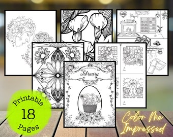February 2023 | Valentines day | Coloring Book Adventure | Zodiac Sign | Flower Pattern | Meditative Stress Relief | Mindful Custom Designs