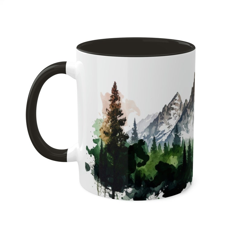 Grand Teton Mug, Watercolor Teton Mountains Coffee Mug, National Park Mug, Wyoming Gift, Pine Forest Camping Mug, Hiker Gift, 11 oz image 4