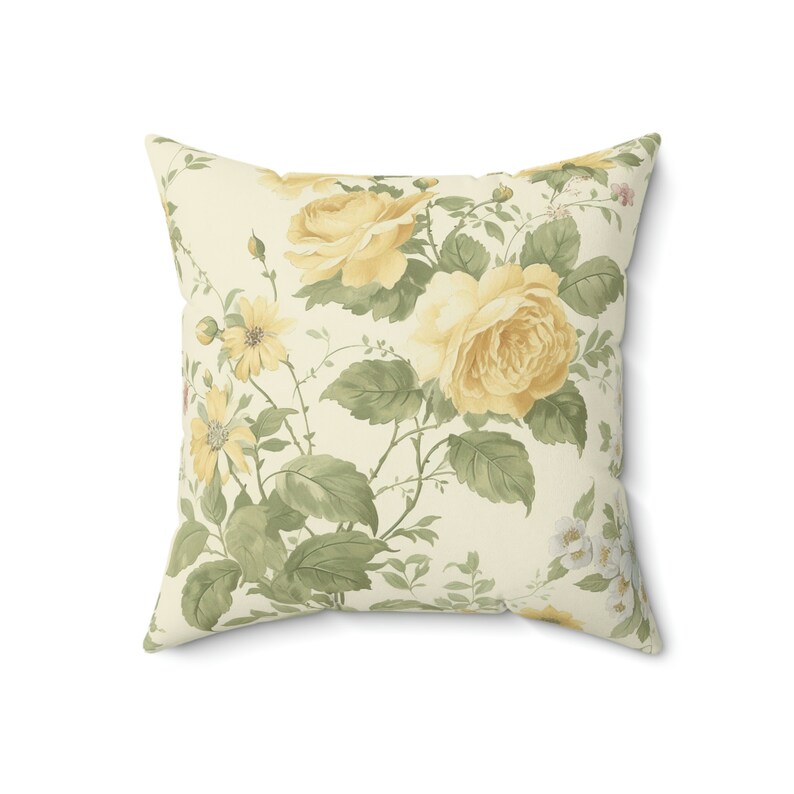 French Country Flower Pillow Yellow Floral Pillow Cottagecore Botanical