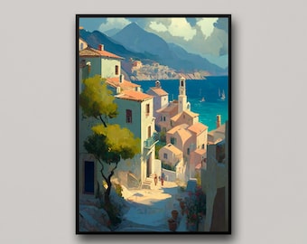 Italienische Küstenkunst | Mediterrane Wandkunst | Küstendrucke | Seelandschaft Kunst | Beach Prints | Oil Panting Prints | DIGITALER DOWNLOAD