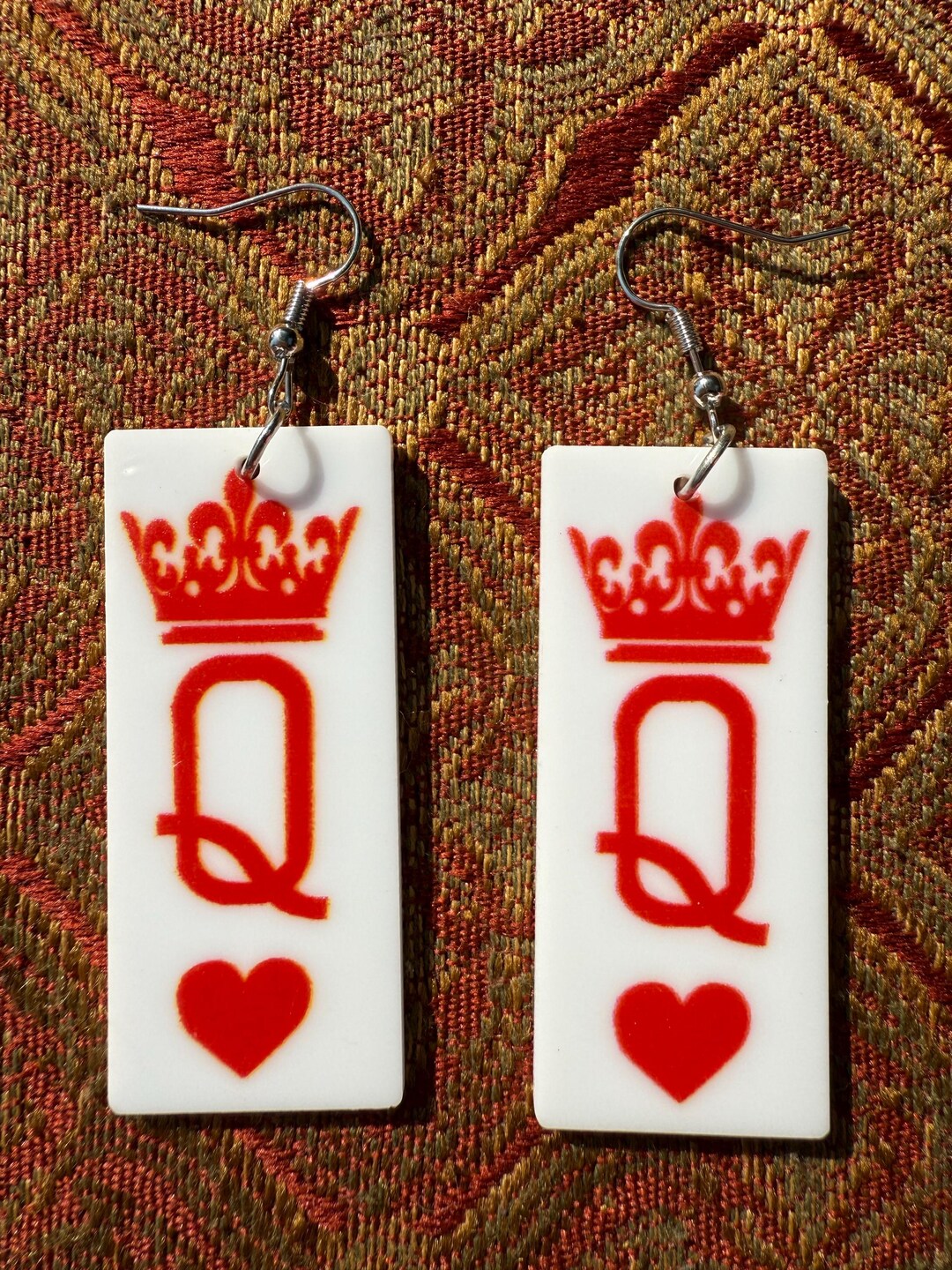 Dangle Queen Earrings White Block 2” Drop Lightweight Statement - Etsy