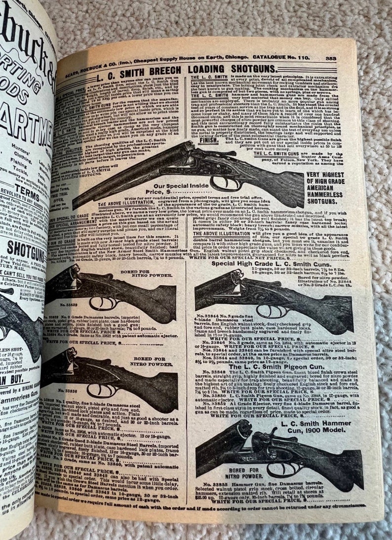 Sears Roebuck and Co. Consumers Guide Fall 1900 Catalog No. 110 Vintage