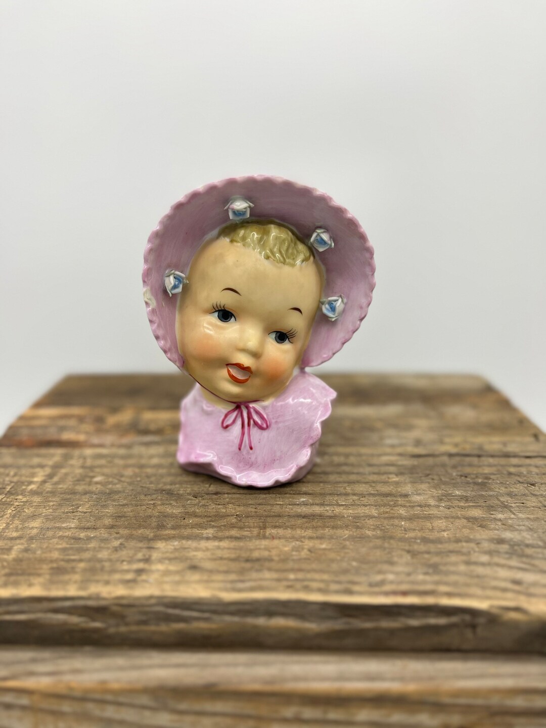 Vintage Ucagco Baby Head Vase Pink Etsy