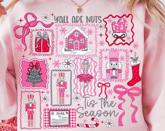 Kokette Weihnachten Nussknacker Png, Tis die Saison PNG, Preppy Rosa Blumen Weihnachten Png, Ihr seid verrückt Png, Nussknacker Ballett Girly, Glitter
