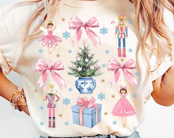 Kokette Nussknacker Weihnachten PNG, Preppy Weihnachten Png, Urlaubsstimmung Png, Nussknacker Png, Weihnachtsbaum, Rosa Weihnachten Png, Sublimation