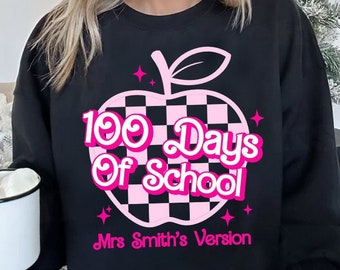 Custom 100 Days Of School PNG, Custom Teacher Version Png, Checkered Apple Png, 100th Day Of School Teacher Png, 1st/2nd Grade Version Png