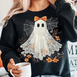 Halloween Lace Ghost Png, Spooky Coquette Png, Girly Ghost