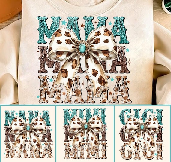 Western Mama Bundle Png, Coquette Mama Png, Nana Mimi Coquette Western Png, Mama Cow Print, Howdy Western Png, Cowhide, Turquoise, Cowgirl