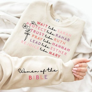 Women of the Bible PNG, Boho Christian Png, Motivational Png, Bible Verse Png, Floral Religious Quotes Png, Sleeve Shirt Designs Png