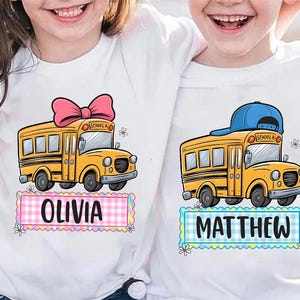 Personalized Back To School Boy Girl Png, Coquette School Girl Design, Preppy School Bus Png, Custom Teacher Name Png, Digital Design