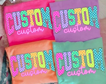 Checkered Custom Back to School PNG Neon Distressed, Kindergarten Pre-K 1st 2nd 3rd 4th Grade Png, Girly Pink Bow, Hand Drawn, Colorful