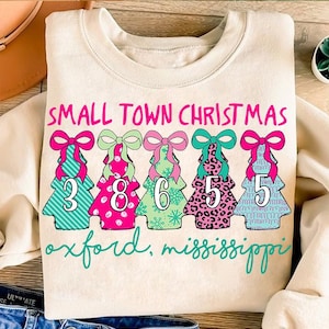 Custom Small Town Christmas Zip Code Png, Personalized Your Christmas City Name Png, Coquette Christmas Tree Bow Png, Xmas Gift For Her Png