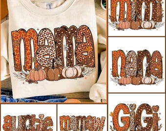 Fall Mama Nana Gigi Mimi-bundel png, herfstcoquette pompoen, herfstvibes png, herfstcoquette, coquette herfstluipaard sublimatie downloaden