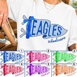 Custom Mascot School Png, Custom School Mascot Spirit PNG, School Png, Personalize mascot, Spirit Pennant Flag, Floral Varsity Letters