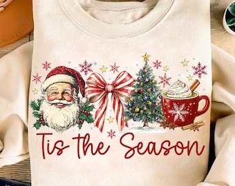 Coquette Christmas png, Coquette Bow Png, Christmas Tree sublimation, Retro Holidays png, Santa Hot Cocoa Candy Cane, Girly Christmas Png