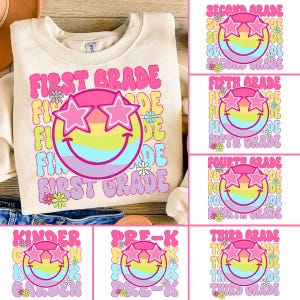 Retro Back to School Bundle, Kindergarten, First Day Of School, School Png, Retro PNG, First/Second/Third Grade Design, School Bundle Png