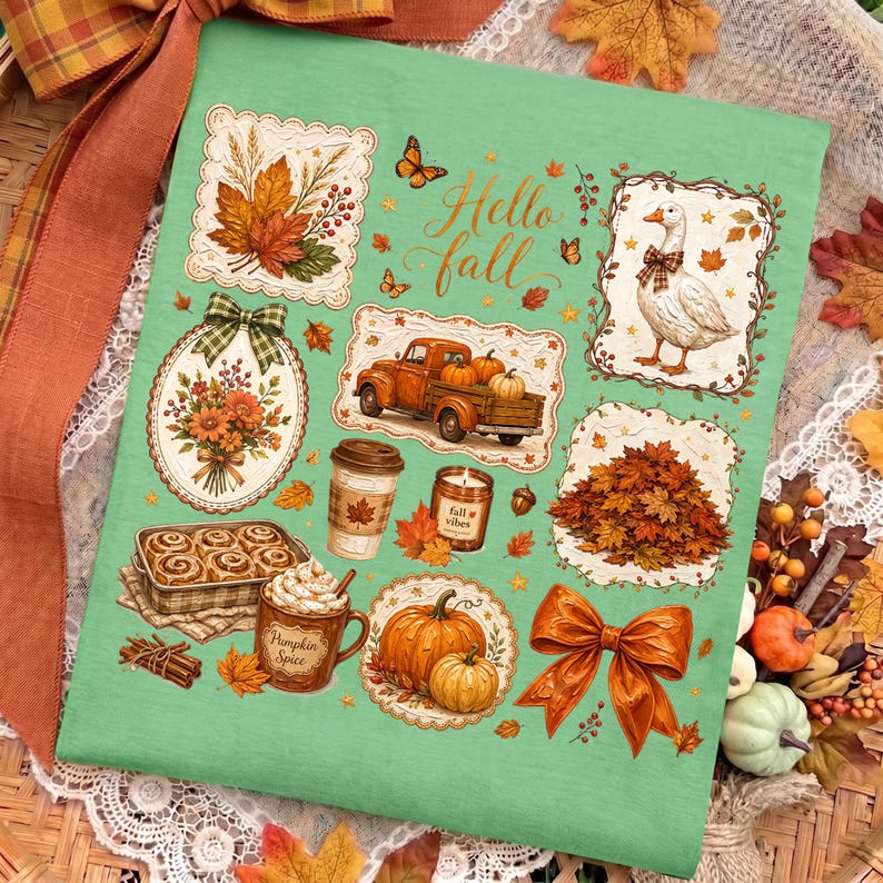 Cottagecore Herbst PNG, Herbst Vibes Collage Design, Herbst Grundlagen, Herbstgans Vintage Herbst Blumen Coquette DTF, Trendy Boutique Png, Digital Bild 6