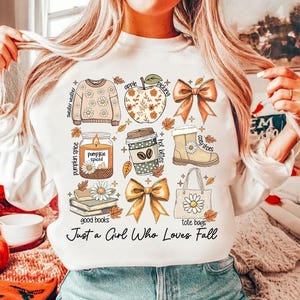 Just A Girl Who Loves Fall Png, Fall Coquette PNG, Sweater Weather PNG, Autumn Girly Png, Fall Sublimation, Cozy Season Png, Pumpkin Spice