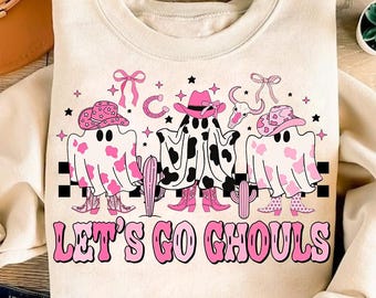 Lets Go Ghouls Png, Upiorny Sezon Png, Różowy Duch Kowboja Png, Halloween, Kokietka Łuk PNG, Howdy Halloween Png, Sarkastyczny Png, Estetyczny Png