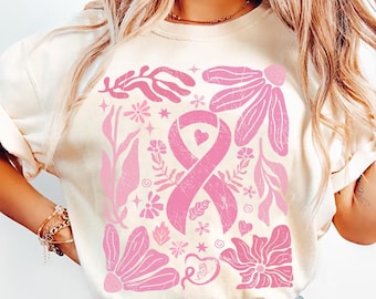 Boho Floral Breast Cancer Png, Pink Ribbon Png, In October We Wear Pink Png, Awareness Png, Fight Cancer Png, Sublimation