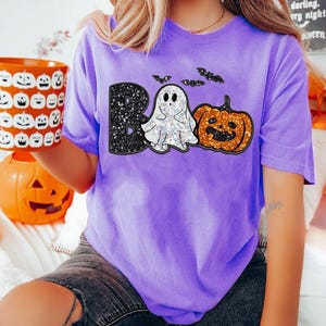 Glitter BOO Png, Cute Spooky Season png, Faux Embroidery Png, Faux sequins, faux glitter png, retro halloween png, cute halloween png