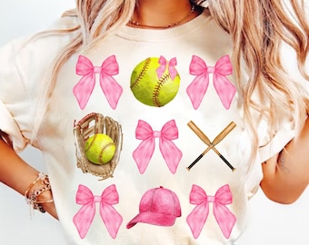 Softbal Coquette Bow png, Soft Girl Era png, Baseball png, Coquette Softball png, Social Club png, ontwerp roze strik, softbal, softbalmoeder