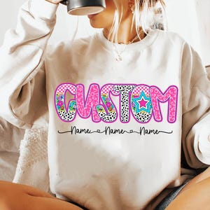 Sublimación floral personalizada en rosa, diseño PNG, Mamá personalizada con nombres de niños, Mimi Gigi a cuadros, Nana floral, Lunares dálmatas, Día de la Madre, Preppy