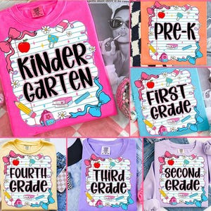 Back to School Bundle PNG, Preppy Teacher First Day of School Shirt Design, Girly Coquette Sublimation, Pink Bow Pre-k 1st/2nd/3rd/4th Grade