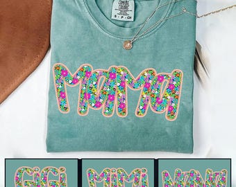 Glitter Mama Floral Png, Mothers Day Png, Nana Gigi Mimi Floral Bundle Sublimation Design, Preppy, Pink Mama Png, Mom Life Png, Mom Design