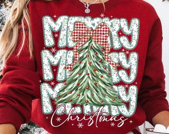 Coquette blommig god jul png, preppy julrosett png, rutig röd pläd png, julgran, konstglitter, Coquette rosett png