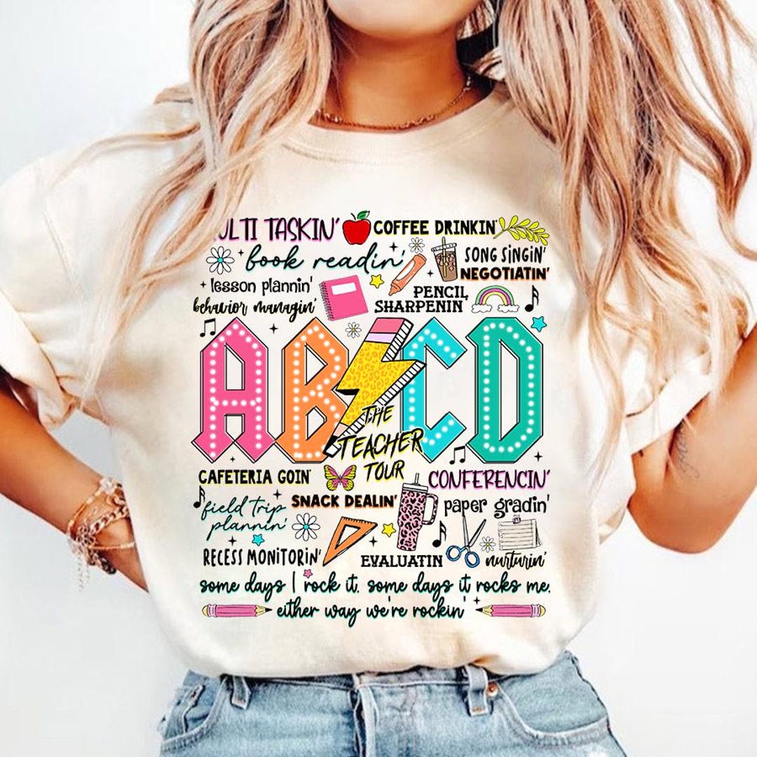 Retro Teacher Png, ABCD Teacher Tour Png, Back to School, End of Year ...