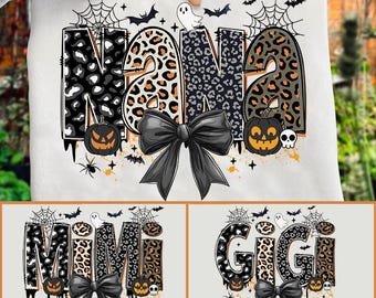Halloween Mimi Gigi Nana Leopard Png, Halloween Coquette Png, Scary Halloween Png, Spooky Png, Mama Sublimation Design, Spooky Season Png