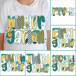 Retro Back to School Boys PNG Bundle, Kindergarten Kid Design, First Day Shirt PNG, Pre-K to Fourth Grade Png, School Boy Sublimation File