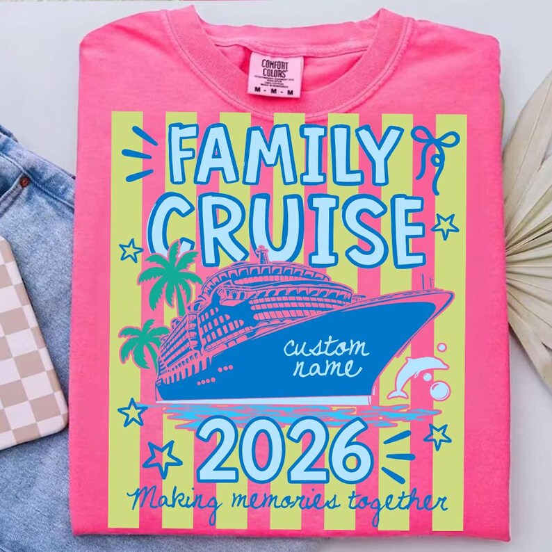 Neon Striped Family Cruise 2026 Png, Making Memories Together Png ...