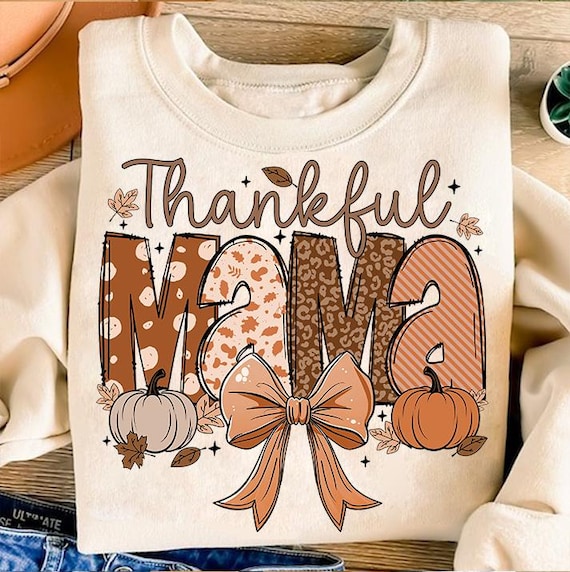 Thankful Mama PNG, Fall Mama Coquette Pumpkin, Fall Vibes Png, Autumn Coquette, Coquette Mama Sublimation Download, Instant Download