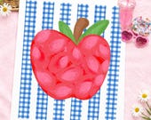 Striped Apple Teacher PNG, Teacher Appreciation Shirt Design, Teacher Apple Png, Blue Gingham Stripes PNG, Back to School Sublimation