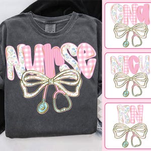 Adrette Krankenschwester Blau Blumen Bogen PNG Bundle, Boho CNA Nicu RN Sublimationsdesign, Girly Kokette Bogen Trendy Krankenschwester Life Shirt Clipart