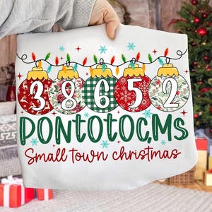 Niestandardowe małe miasteczko Boże Narodzenie w formacie PNG, Niestandardowe ozdoby świąteczne Kod pocztowy w formacie PNG, Niestandardowy kod pocztowy, Sublimacja Bożego Narodzenia w stylu południowym, Plik cyfrowy