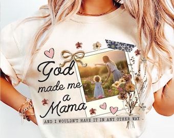 God made me a Mama Png, Mama Boho Floral Coquette Bow Png, Mama with Kids Photo, Mothers Day PNG, Gift for Mom, Preppy Mama, Photo Png,