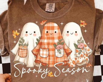 Preppy Floral Ghost Png, Floral Ghost Patchwork png, Fall Pumpkin png, Autumn png, Halloween png, Fall Sublimation, Tis the season png