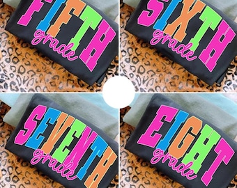 Pacchetto Neon Distressed per la quinta/sesta/settima elementare PNG, Pacchetto Preppy per il ritorno a scuola PNG, Insegnante di scuola colorato PNG, Primo giorno di scuola PNG